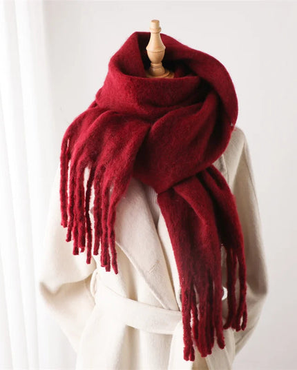 Women's Oversized Brushed Knit Fringed Scarf