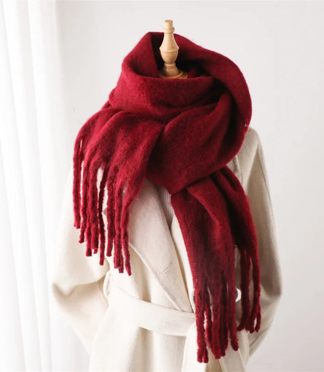 Women's Oversized Brushed Knit Fringed Scarf