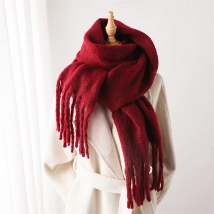 Women's Oversized Brushed Knit Fringed Scarf