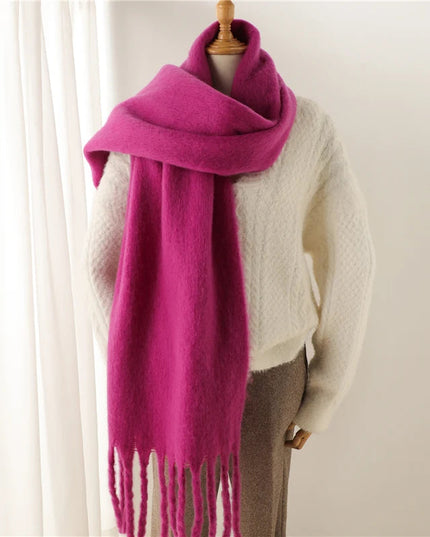 Women's Oversized Brushed Knit Fringed Scarf