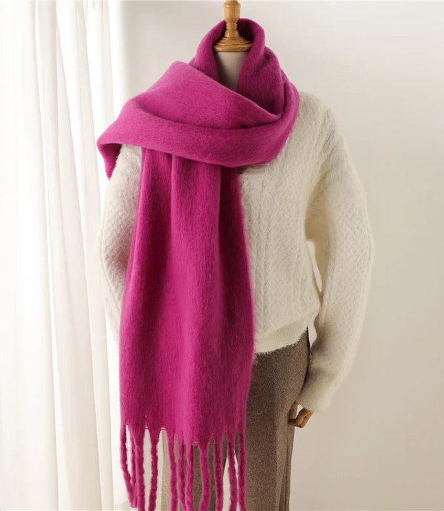 Women's Oversized Brushed Knit Fringed Scarf