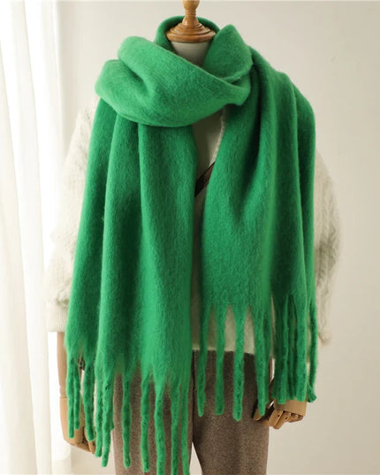 Women's Oversized Brushed Knit Fringed Scarf