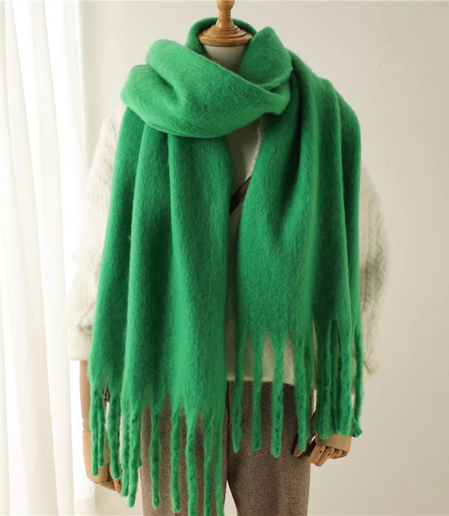 Women's Oversized Brushed Knit Fringed Scarf
