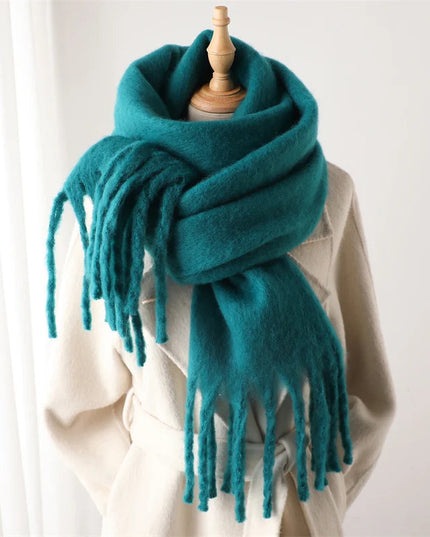 Women's Oversized Brushed Knit Fringed Scarf