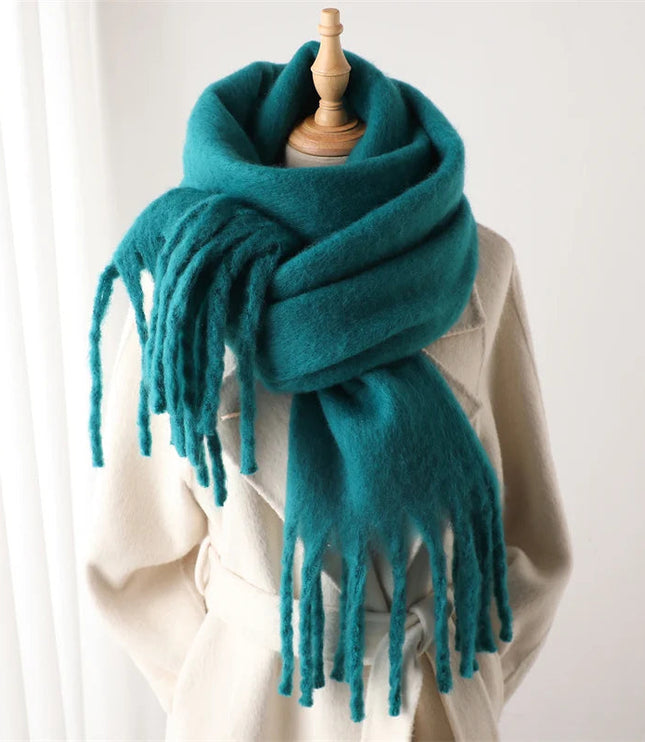 Women's Oversized Brushed Knit Fringed Scarf