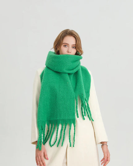 Women's Oversized Brushed Knit Fringed Scarf