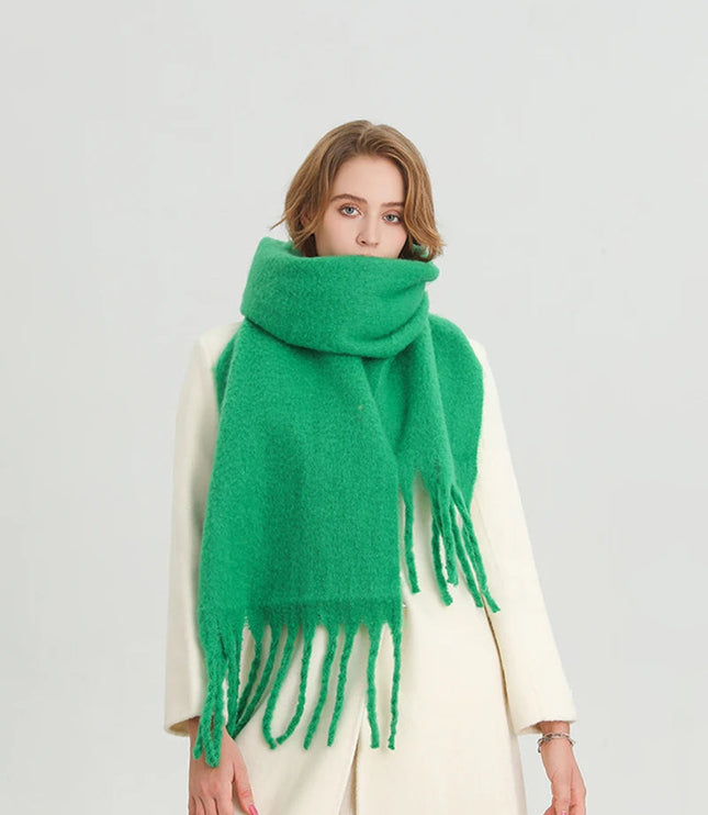 Women's Oversized Brushed Knit Fringed Scarf