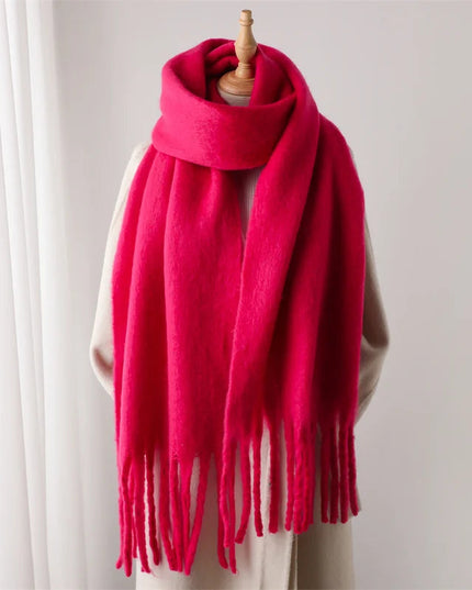 Women's Oversized Brushed Knit Fringed Scarf