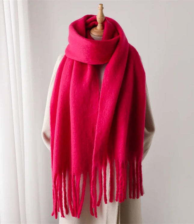 Women's Oversized Brushed Knit Fringed Scarf