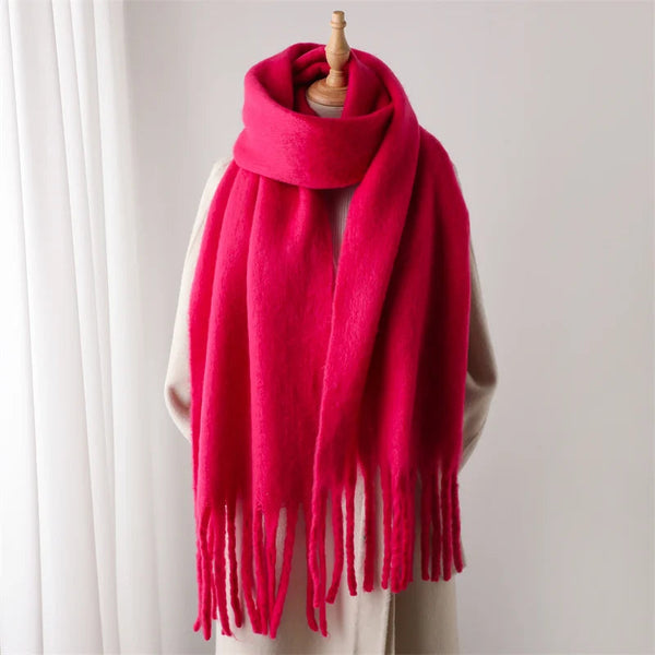 Women's Oversized Brushed Knit Fringed Scarf