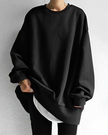 Women's Oversized Crewneck Sweater with Dropped Shoulders
