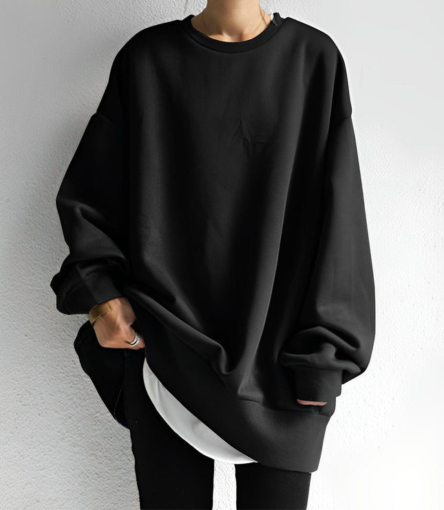 Women's Oversized Crewneck Sweater with Dropped Shoulders