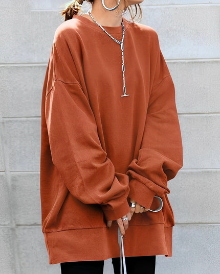 Women's Oversized Crewneck Sweater with Dropped Shoulders