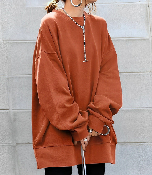 Women's Oversized Crewneck Sweater with Dropped Shoulders