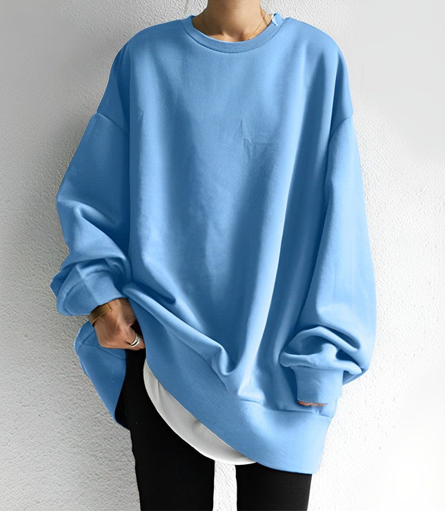 Women's Oversized Crewneck Sweater with Dropped Shoulders