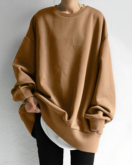 Women's Oversized Crewneck Sweater with Dropped Shoulders