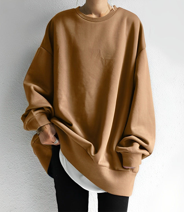 Women's Oversized Crewneck Sweater with Dropped Shoulders