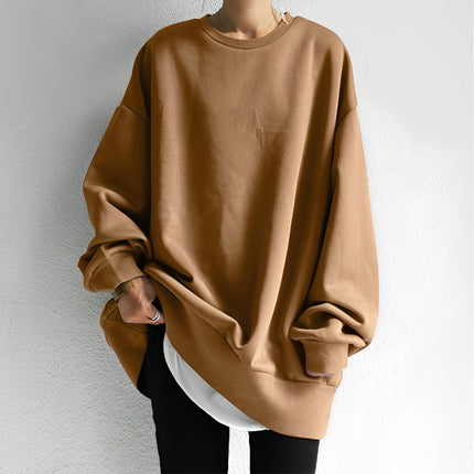 Women's Oversized Crewneck Sweater with Dropped Shoulders