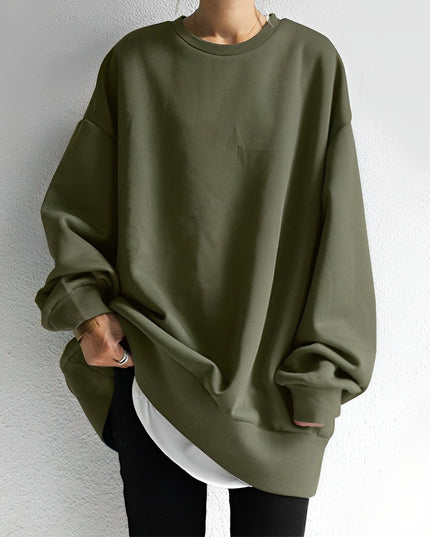 Women's Oversized Crewneck Sweater with Dropped Shoulders