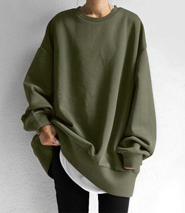 Women's Oversized Crewneck Sweater with Dropped Shoulders