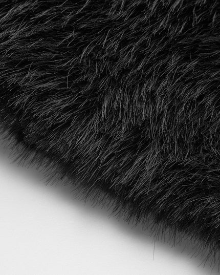 Women's Oversized Cropped Jacket in Black Faux Fur