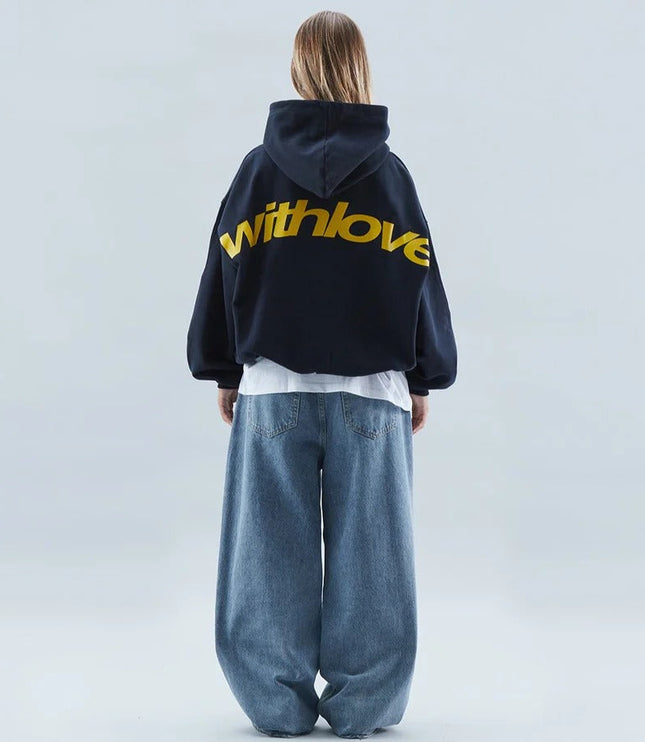 Women's Oversized Hoodie with Cursive Back Graphic