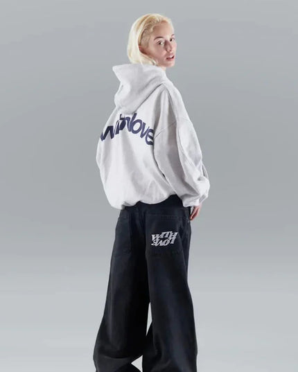 Women's Oversized Hoodie with Cursive Back Graphic