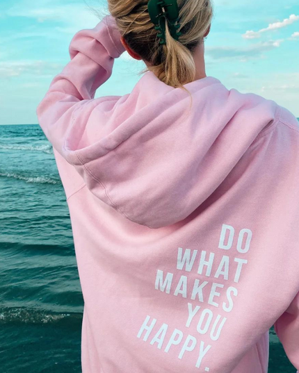 Women's Oversized Hoodie with 'Do What Makes You Happy' Print