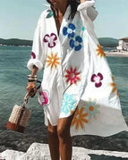 White Floral Print / S