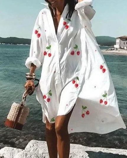 Women's Oversized Long Sleeve Shirt Dress with Collar