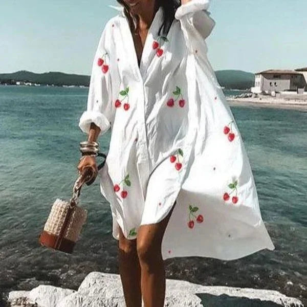 Women's Oversized Long Sleeve Shirt Dress with Collar