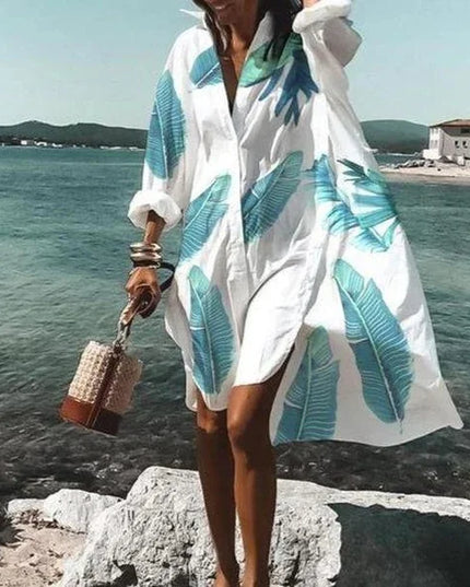 Women's Oversized Long Sleeve Shirt Dress with Collar