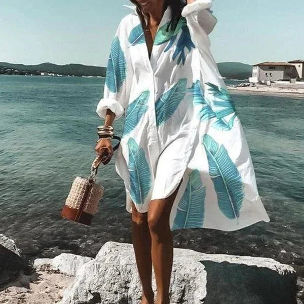 Women's Oversized Long Sleeve Shirt Dress with Collar