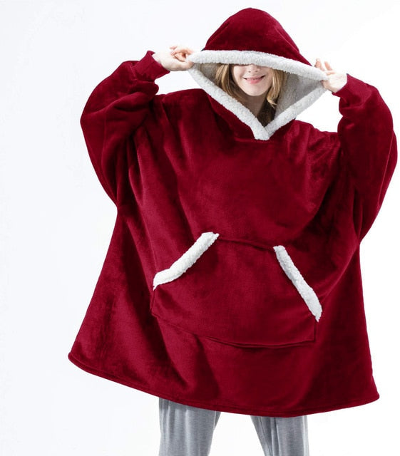 Women's Oversized Wearable Blanket Hoodie with Front Pocket