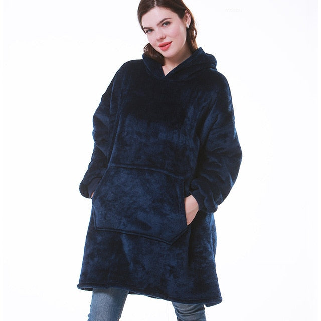 Women's Oversized Wearable Blanket Hoodie with Front Pocket
