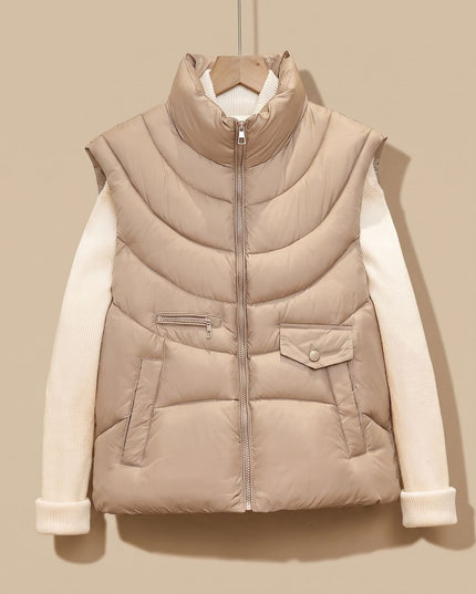 Women's Padded Winter Layering Zip Pocket Puffer Vest