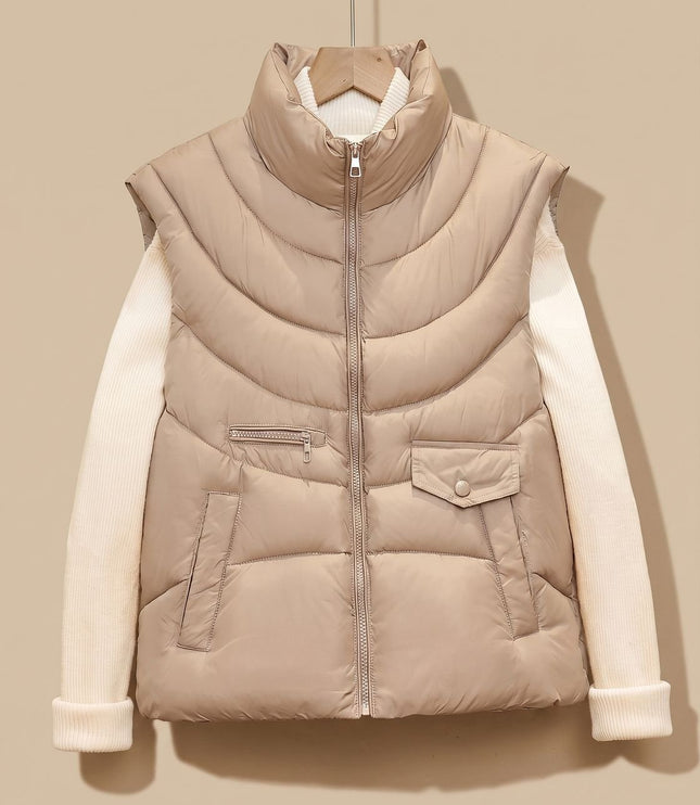 Women's Padded Winter Layering Zip Pocket Puffer Vest