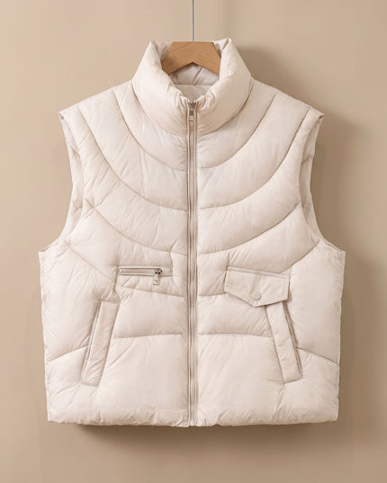 Women's Padded Winter Layering Zip Pocket Puffer Vest