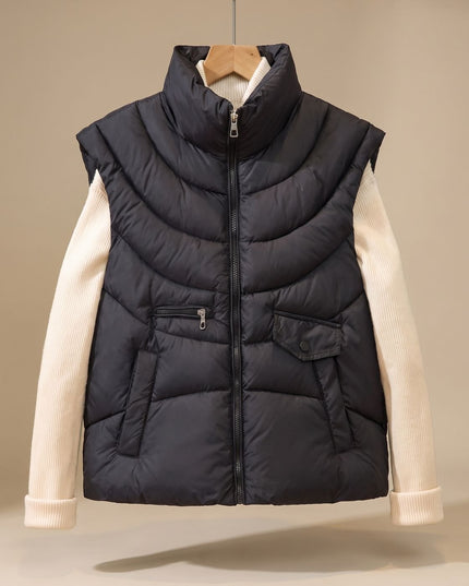 Women's Padded Winter Layering Zip Pocket Puffer Vest