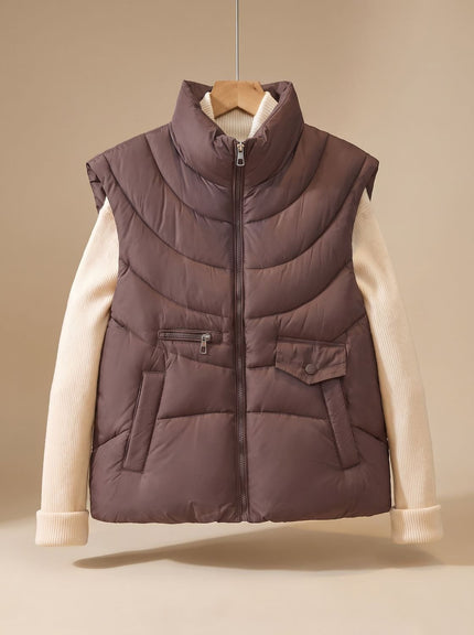 Women's Padded Winter Layering Zip Pocket Puffer Vest