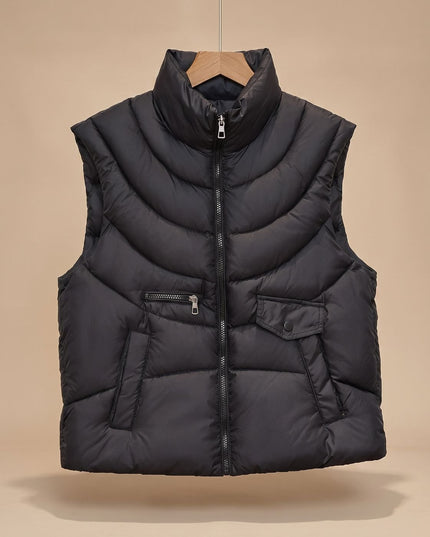 Women's Padded Winter Layering Zip Pocket Puffer Vest