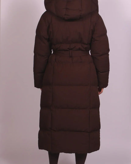 Women's Padded Winter Puffer Coat in a Quilted Longline Shape