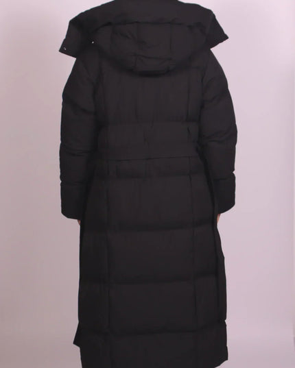 Women's Padded Winter Puffer Coat in a Quilted Longline Shape