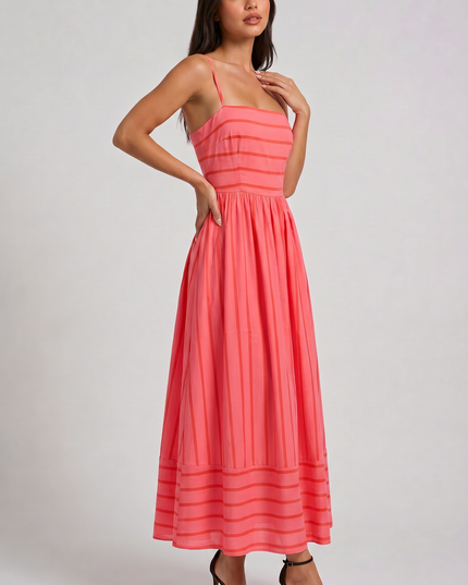 Women's Pink Floral V-Neck Homecoming Midi Dress, Party