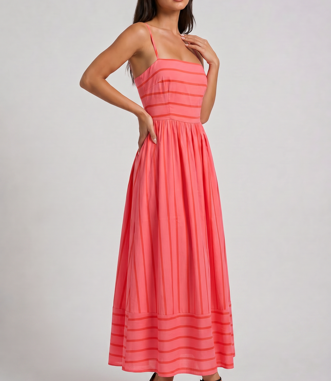 Women's Pink Floral V-Neck Homecoming Midi Dress, Party