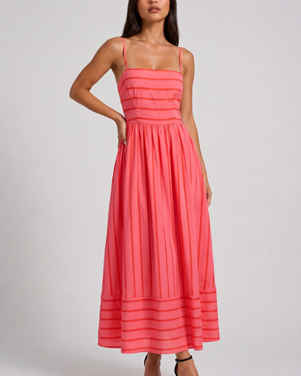 Women's Pink Floral V-Neck Homecoming Midi Dress, Party