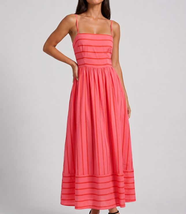 Women's Pink Floral V-Neck Homecoming Midi Dress, Party
