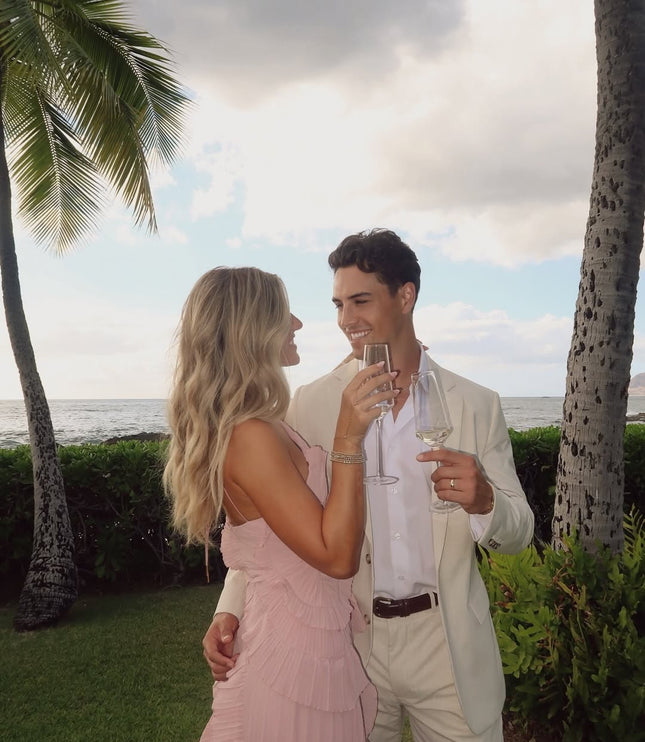 Women's Pink Halter Ruffle Maxi Dress
