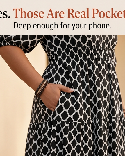 Women's Plus Size Maxi Dress with Pockets in a Tiered Print