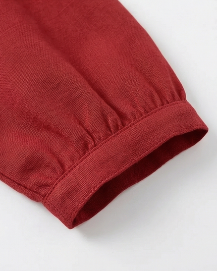 Women's Puff Sleeve Blouse with Elastic Cuffs and Collar